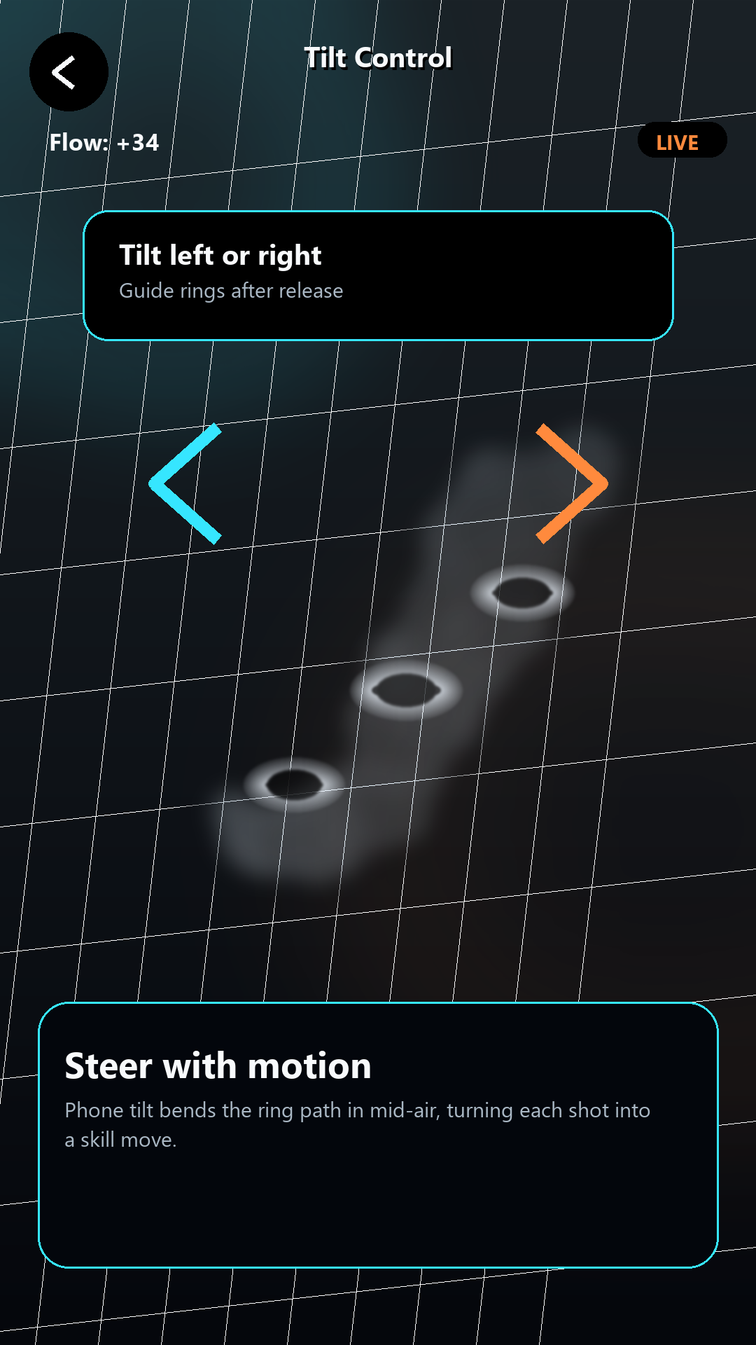 SmokeBreaker diagram showing rings curving as the phone tilts